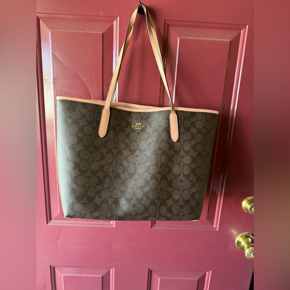 Coach Brown and Pink Tote Bag